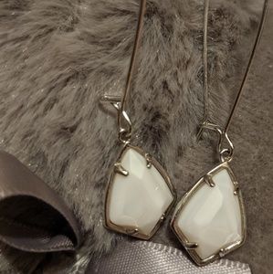 White Kendra Scott drop dangle earrings